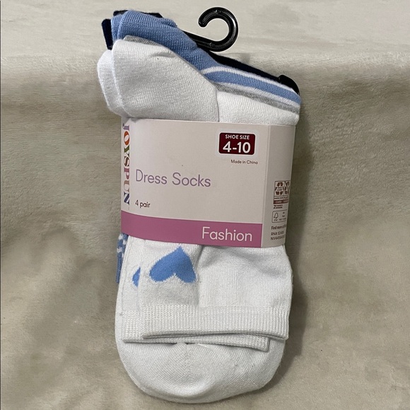 Fashion White and Blue Dress Socks - 4 Pair Set - Picture 1 of 14